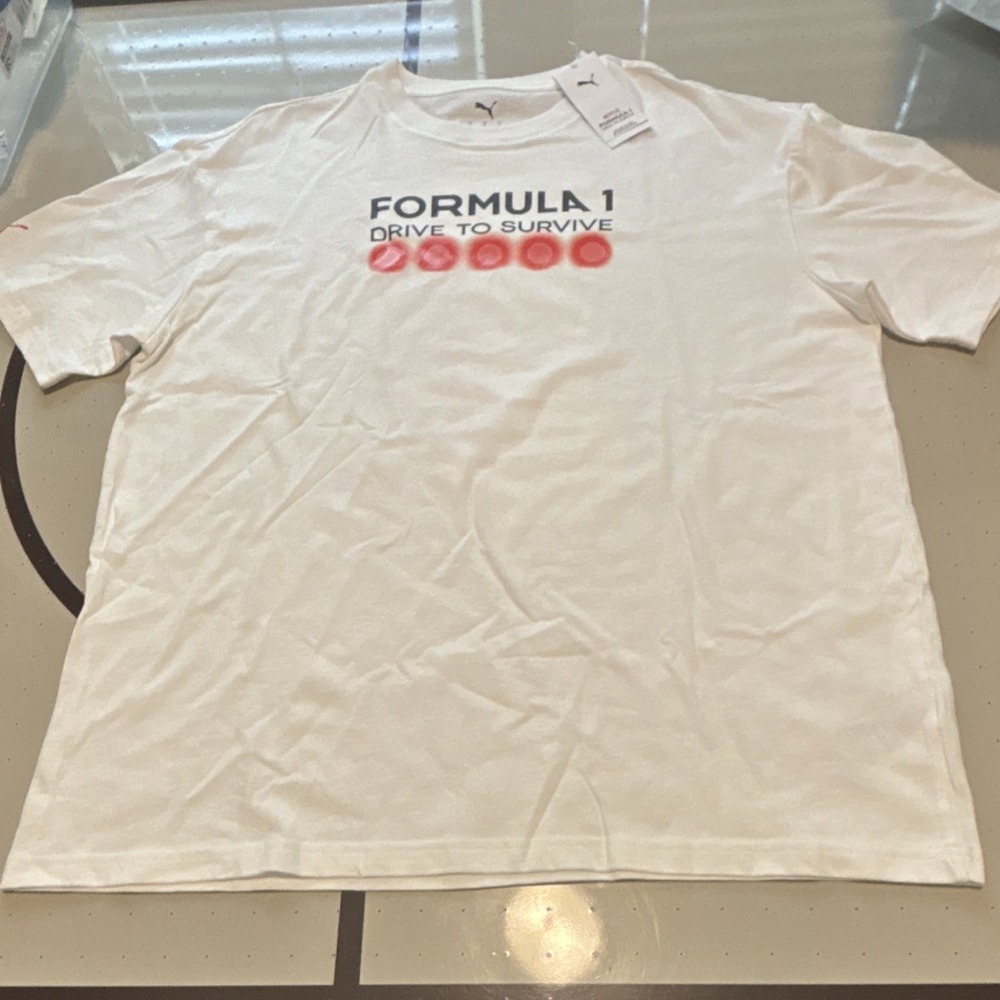 PUMA Netflix F1 Drive to Survive Graphic T-Shirt, White, Size 2XL